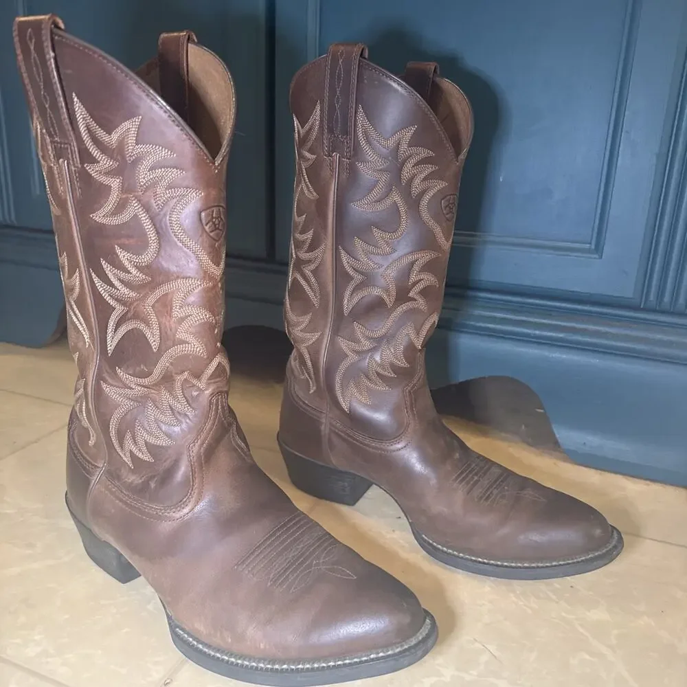 Ariat Heritage R Toe Western Cowboy Boots Men’s 9D Brown 10002204